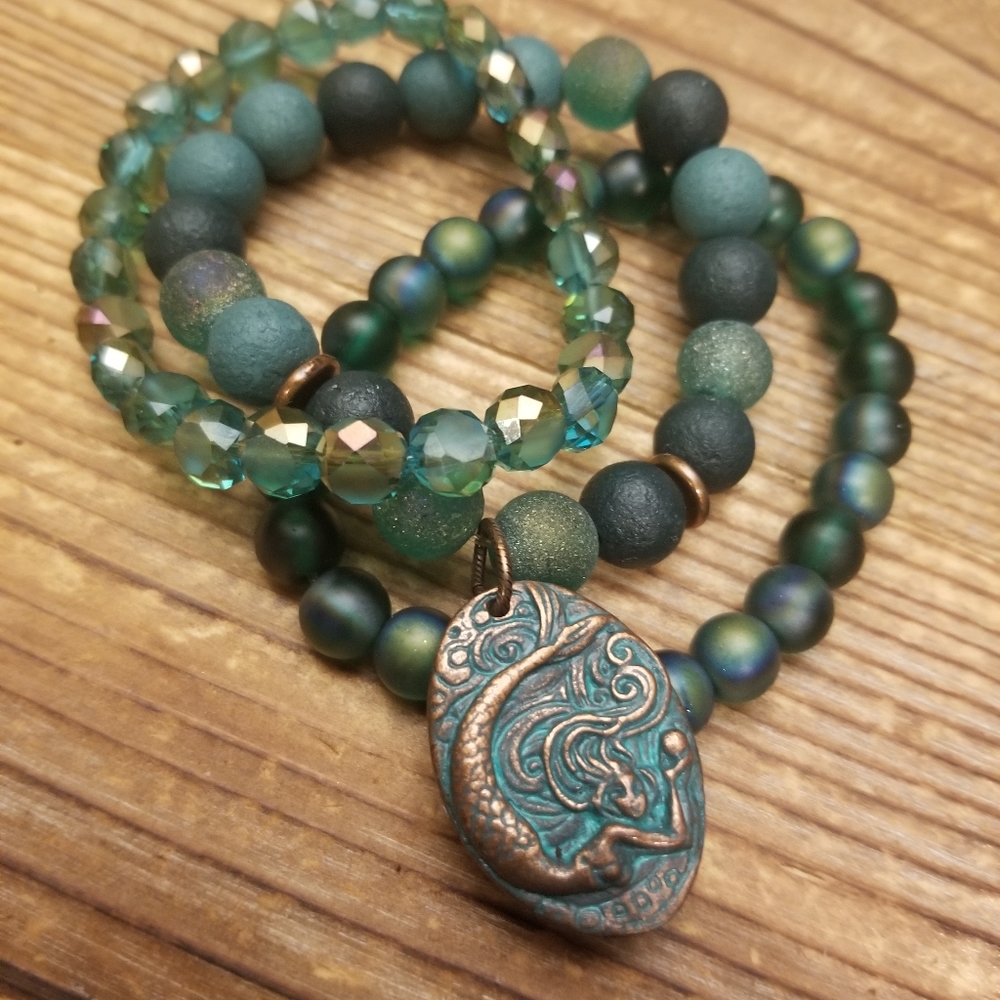 Mermaid charm bracelet set